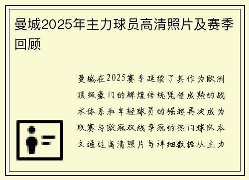 曼城2025年主力球员高清照片及赛季回顾